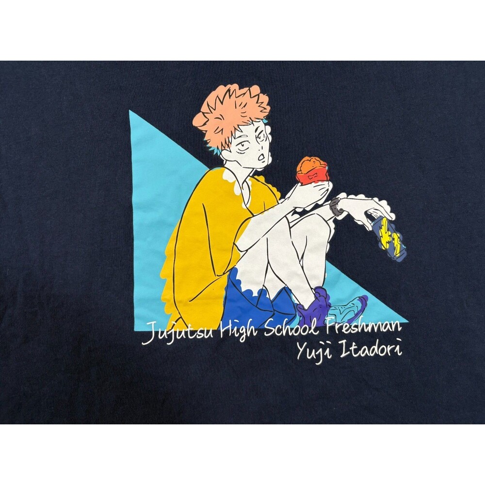 Uniqlo Jujutsu Kaisen Yuji Itadori Blue T-shirt Mens Anime Graphic Tee Crew Sz L - Picture 3 of 9